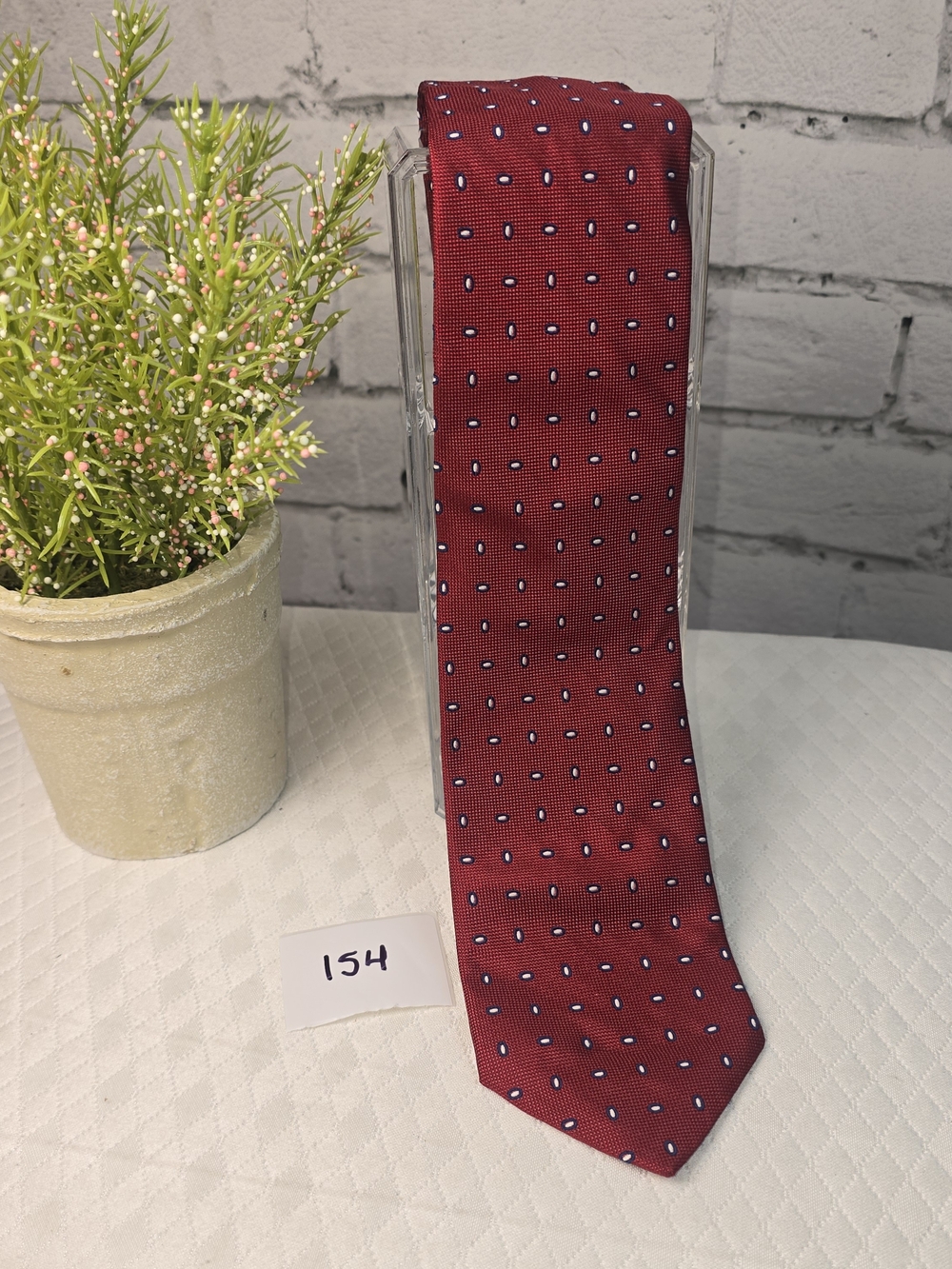 356 brooks brothers pure silk red tie blue white dots professional luxury mens